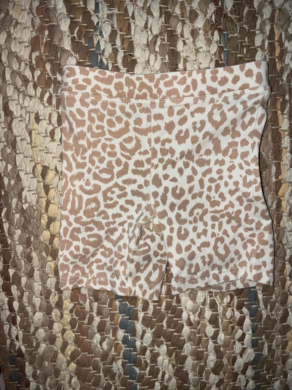 Crewcuts Leopard-Print Bike Shorts in Cream & Tan